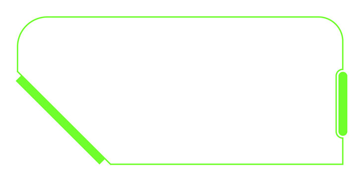 Green Neon Outline Rectangle Frame with Diagonal Cut Corner Vector