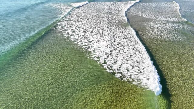 Aerial View of Ocean Waves Breaking in South West Rocks
