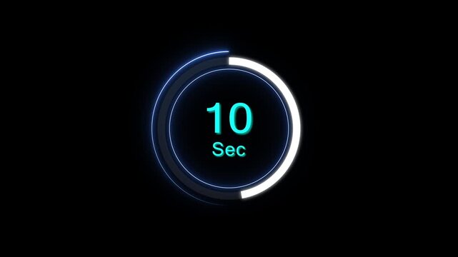 10 second countdown timer with glowing circular hud interface for motion 10 seconds