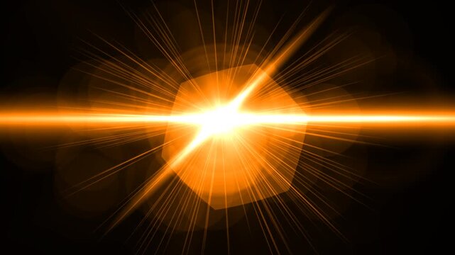 Glowing Golden Orange Lens Flare Moving Across Black Background