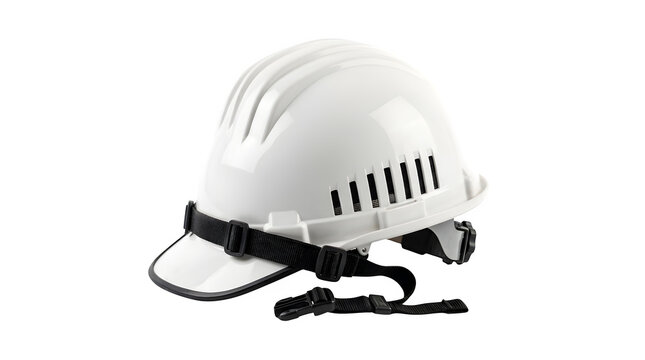 White Hard Hat, Safety Helmet with Chin Strap, Industrial Protective Headwear, Construction Site Gear, Personal Protective Equipment