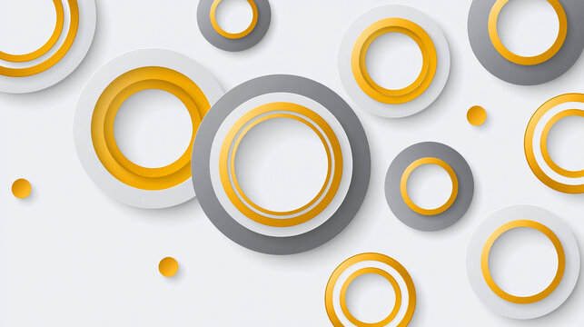 Floating circles design with gold and grey rings for elegant corporate backgrounds and modern technology presentation templates.