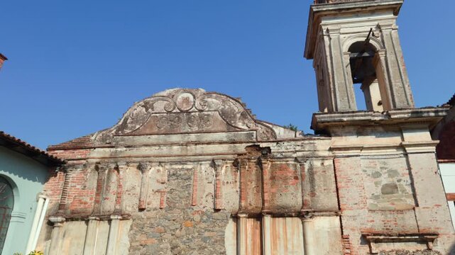 Historic Capilla de la Virgen de la Pur&iacute;sima In Tapalpa, Jalisco, Mexico. Pan Down Shot