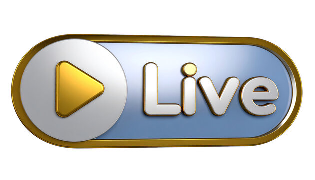 Live Stream Button Icon With Play Symbol
