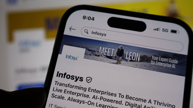 Smartphone screen showcasing corporate business profile page for professional networking and artificial intelligence enterprise solutions.