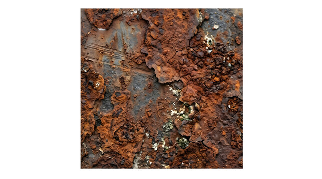 Rusty metal surface with corrosion and decay, perfect for industrial or grunge design concepts transparent background