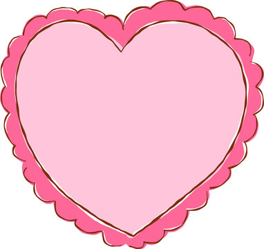 Hand Drawn Scalloped Pink Heart Illustration
