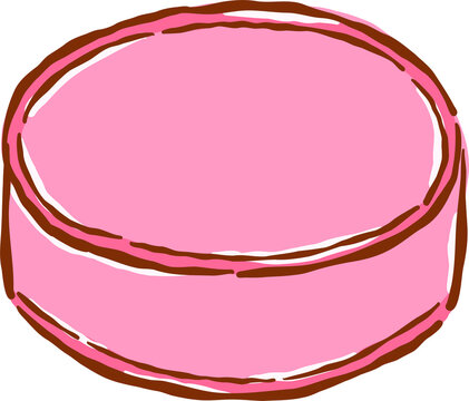 Pink Hockey Puck Blank Hand Drawn Whimsical Illustrationa