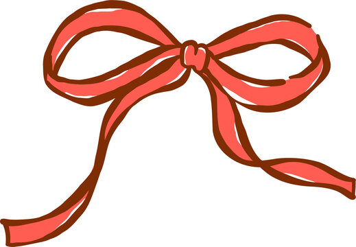 Playful Red Ribbon Bow Hand Drawn Illustration