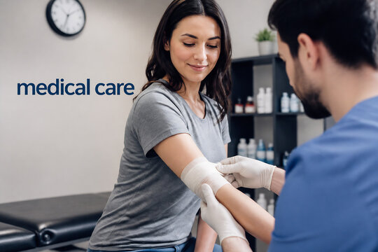 A woman receives a blood draw from a man in a medical setting.