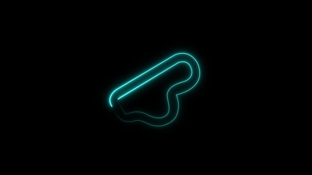 Cyan neon silhouette of a human molar tooth. black background Motion Graphic concept.animation