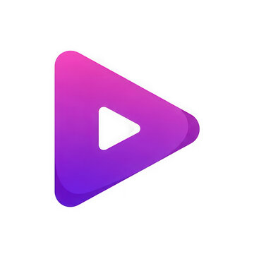 Gradient purple play button icon isolated on a transparent background