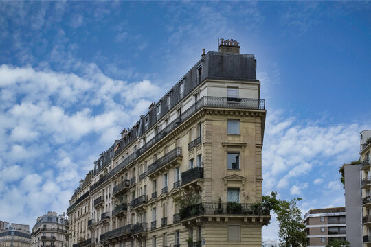 Paris, typical buildings in the 5e arrondissement, rue Monge, ancient facades
