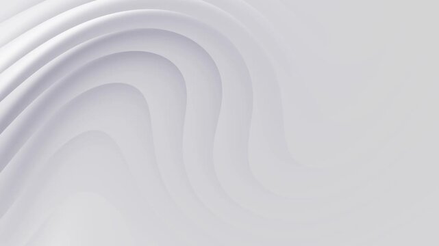 Bright white grey curve wave abstract corporate motion background. Seamless looping animation