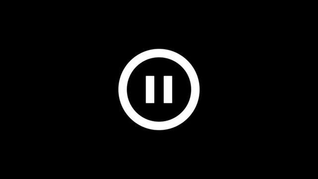 Fast pause Button Icon Transition Liquid Distortion Animation Wipe Effect Black Background Motion Graphic 4k video animation seamless loop