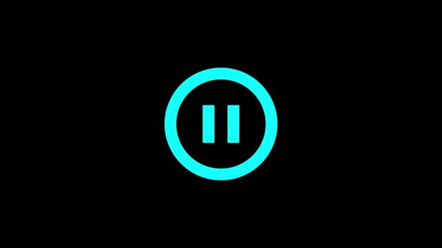 Fast pause Button Icon Transition Liquid Distortion Animation Wipe Effect Black Background Motion Graphic 4k video animation seamless loop