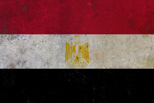 Egypt flag painted on grunge concrete wall texture