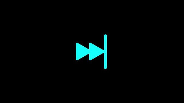 Minimalist media controller rewind button icon on black background
