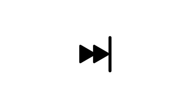 Minimalist media controller rewind button icon on white background
