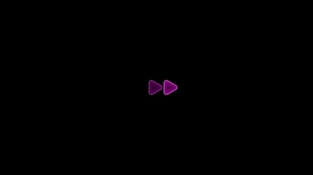Abstract neon glowing next rewind play button icon animation.glowing play button animation. Music play button icon .