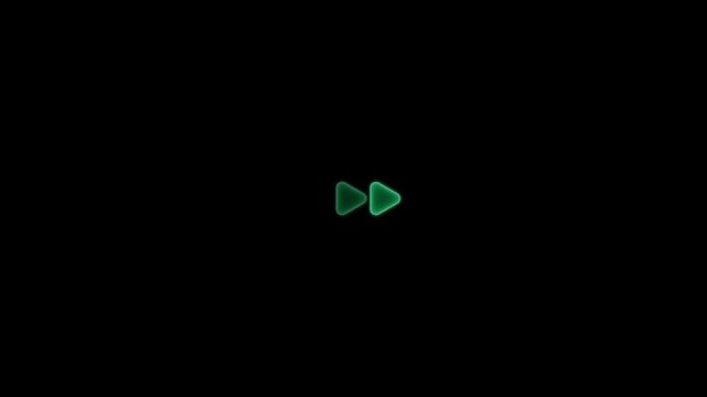 Abstract neon glowing next rewind play button icon animation.glowing play button animation. Music play button icon .