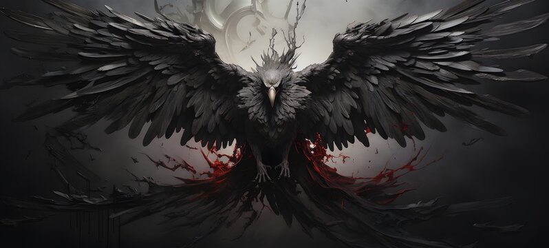 art of garuda a black and white high contrast full body,generative AI