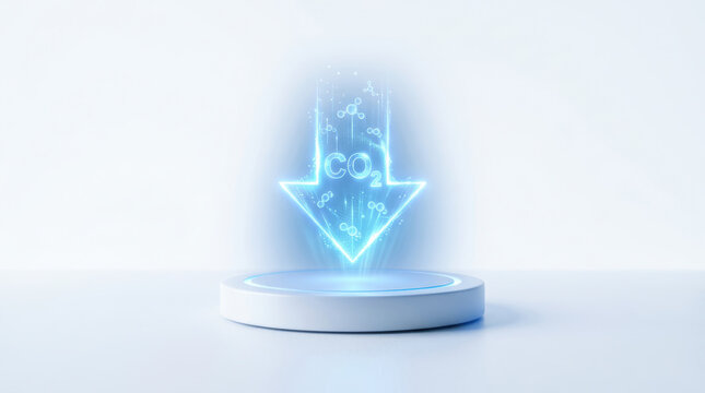 Carbon dioxide reduction concept with futuristic hologram arrow and esg framework goals for sustainable environment
