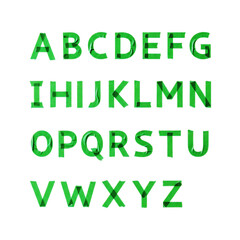 Set of green alphabet letters from a to z in a simple digital pixel style © Taj Mohammad