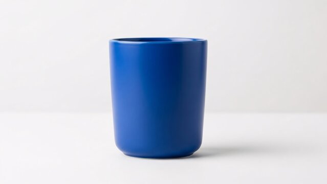 Bright blue ceramic coffee mug with smooth surface and rounded edges on a clean white background ideal for advertising and product displays
