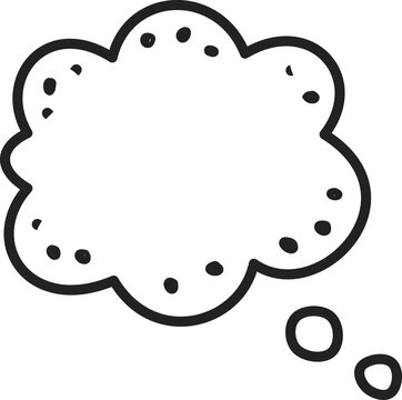 Hand Drawn Thought Bubble Cloud Illustration with Dots, Minimalist Comic Style Speech Bubble Isolated on White Background for Graphic Design and Creative Messaging