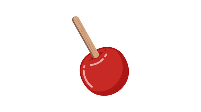Sweet Red Candy Apple on Stick Isolated
