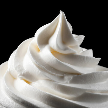 Swirl of Greek yogurt isolated on black background with clipping path, presenting concept of healthy fitness nutrition