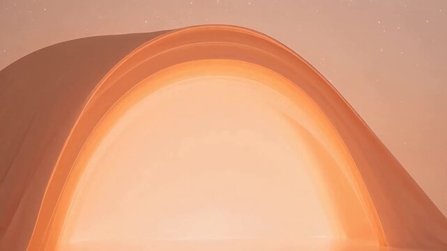 Abstract orange arch with glowing interior against starry background