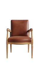 Obraz premium Classic brown leather armchair isolated on transparent background