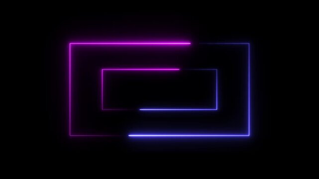 Glowing neon Rectangle. Square rectangle picture frame with dark background. rectangle, border, frame, energy line