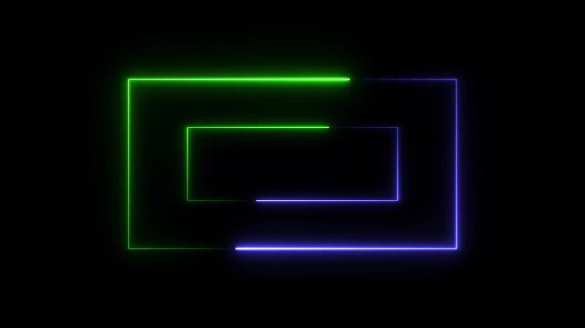 Glowing neon Rectangle. Square rectangle picture frame with dark background. rectangle, border, frame, energy line