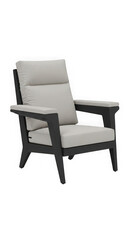Fototapeta premium Modern minimalist armchair with grey fabric isolated on transparent