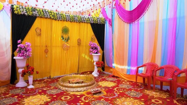 Traditional Indian Wedding Ceremony Stage Decoration