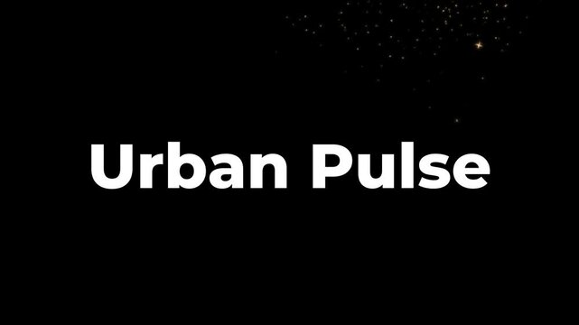 Urban Pulse text is displayed in a clean, sans-serif font against a dark, minimalist background with a subtle dusting of golden speckles to suggest a vibrant and rhythmic city atmosphere.
