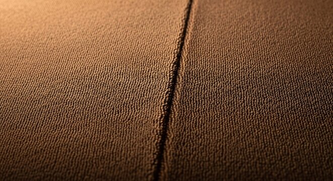 Close-up of textured brown leather surface with a prominent seam showcasing detailed craftsmanship and rich warm tones suitable for fashion and interior design projects