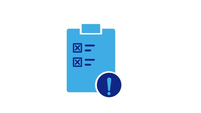 Project failure icon featuring a planning report and exclamation mark. Suitable for project management, risk assessment, task failure, and business planning concepts.