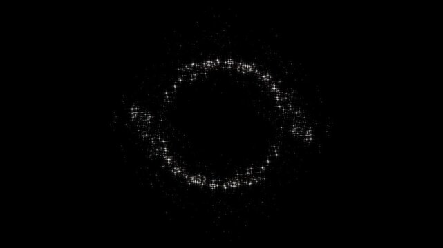Glittering star dust trail sparkling particles, glitter sparkle line stars animated black screen, magical dust trail, white shining light, floating star overlay asset video. 4k
