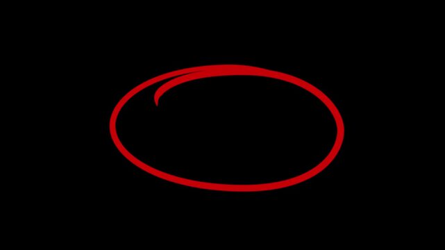 hand drawing different circles isolated on the transparent background, Handwritten red circle. For marking text, numbers, marker pen, hand-drawn on alpha transparent background