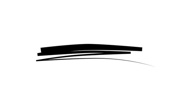 Hand-drawn Red underline highlighter animation, sketching elements on alpha transparent background