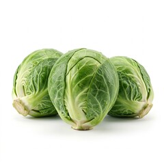Obraz premium Brussels Sprouts Isolated on White Solid Background, Natural Ingredient for Healthy Cooking, Culinary Recipes, and Food Photography 