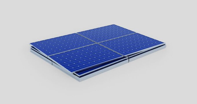 3D Render of Solar Panel Stack Falling on Clean White Background