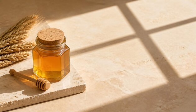 Hexagonal Glass Honey Jar Mockup