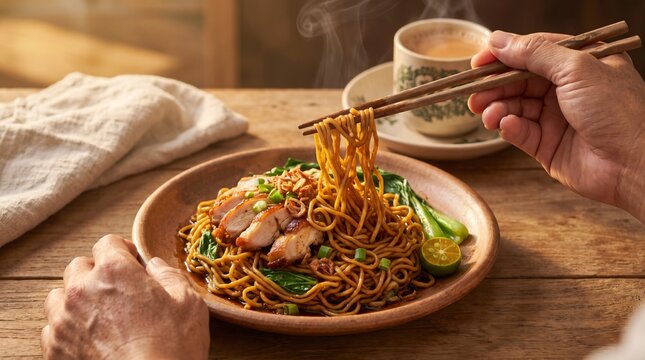 Traditional Malaysian East Coast Noodles for Breakfast
