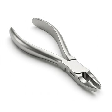 Dental Orthodontic Pliers Isolated on White Solid Background, Professional Medical Instrument for Braces, Orthodontic Treatment, Clinical Care, and Dentistry
