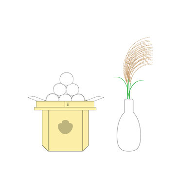 お月見団子　ススキ　セット　イラスト